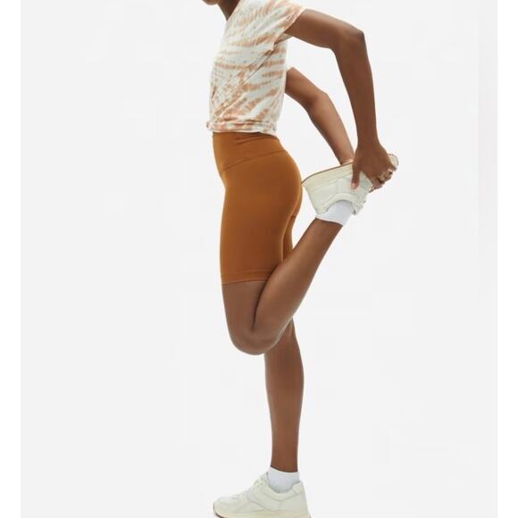EVERLANE ReNew High Rise Bike Shorts Size Small Copper Athleisure Workout Lounge - Picture 9 of 9